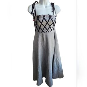 Cici Houndstooth Black White Midi Dress Size 6